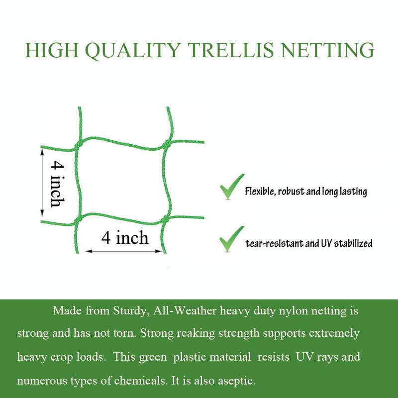 Miuezuth Trellis Netting for Climbing Plants - Heavy Duty Garden Trellis Netting for Cucumber, Vine, Fruits & Vegetables Tomato Plants Trellis Net, Climbing Vining Plants (1-Pack 3.3' x 6.6'Ft) - Image 3